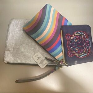 NWT Neiman Marcus 3pc Cosmetic Zip Pouches Set